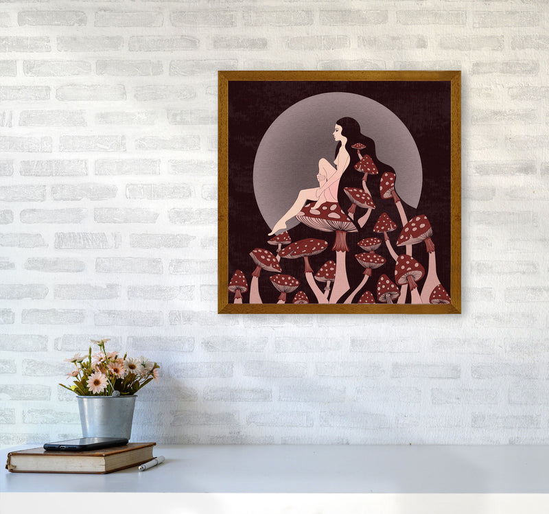Mushroom Queen Square Text Art Print by Inktally5050 Print Only