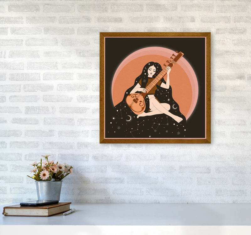 Sitar Girl 60 X 60Cm-Textured 01 Art Print by Inktally5050 Print Only