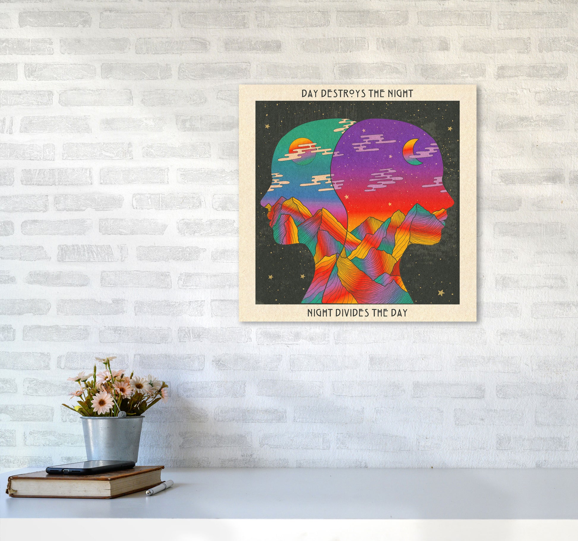 Doors Day And Night Art Print by Inktally5050 Black Frame