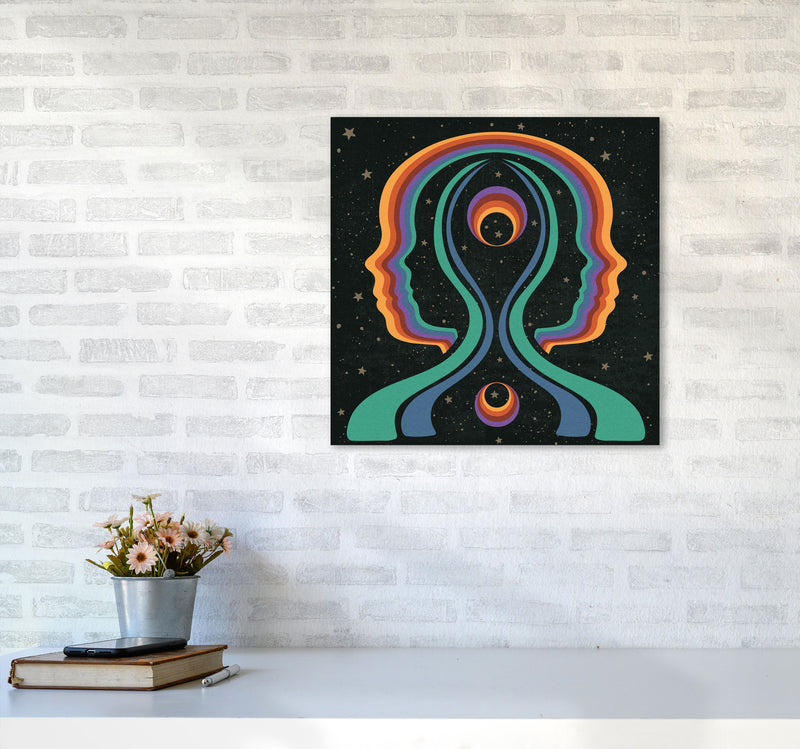Rainbow Gemini Heads-Text Art Print by Inktally5050 Black Frame