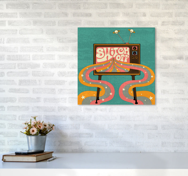 Switch Off Teal Textured Art Print by Inktally5050 Black Frame