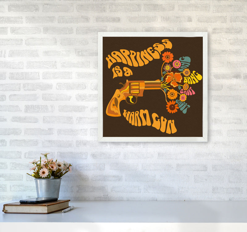 Warm Gun Brown Square-Textured 6000 Art Print by Inktally5050 Oak Frame