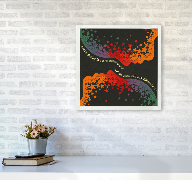 Space Oddity Textured Art Print by Inktally5050 Oak Frame