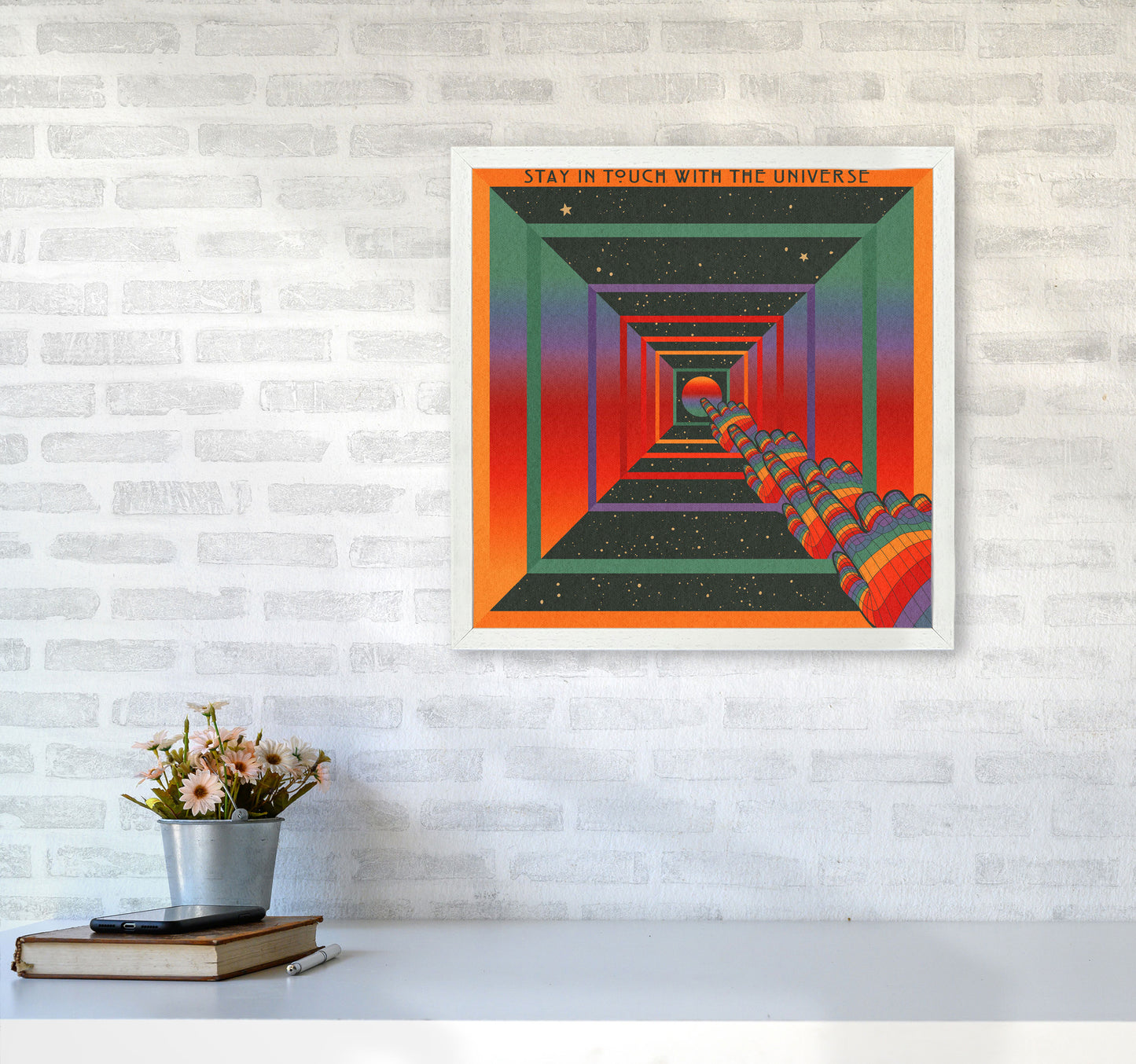 Stay In Touch - Textured - 5500 Art Print by Inktally5050 Oak Frame