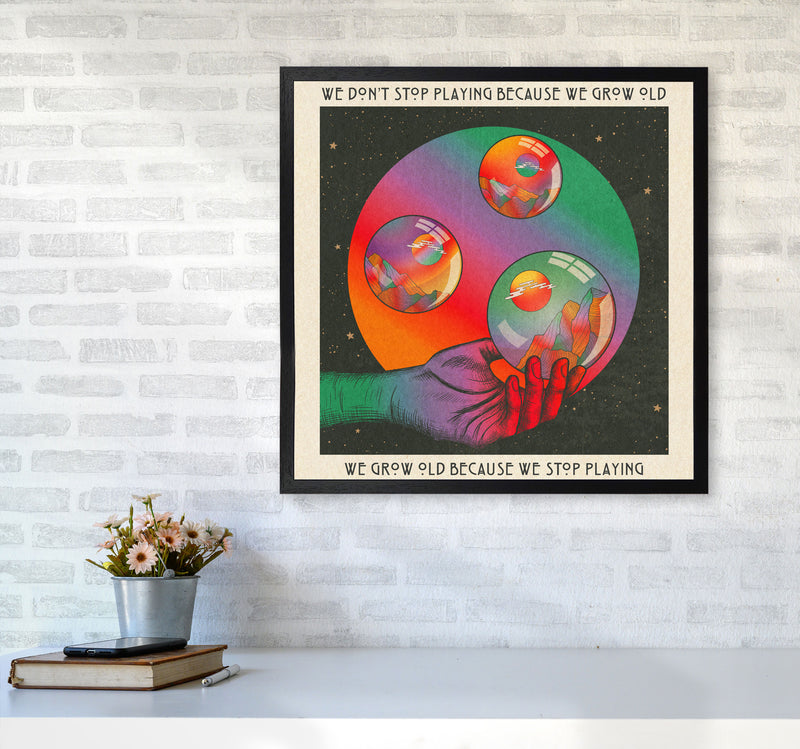 Play - Texted Art Print by Inktally6060 White Frame