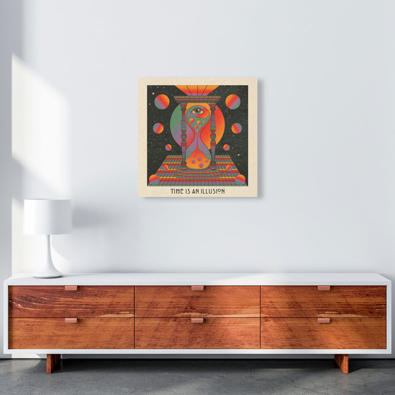 Time Is An Illusion - Text - Bordered - 7000Px Art Print by Inktally 60x60 Canvas