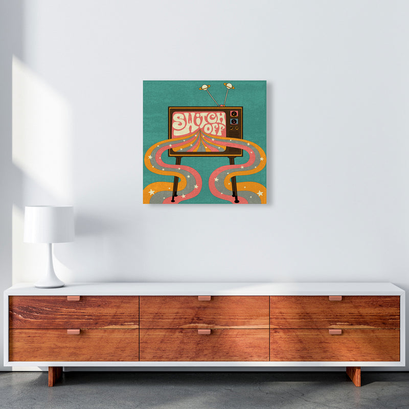 Switch Off Teal Textured Art Print by Inktally 60x60 Canvas