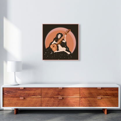 Sitar Girl 60 X 60Cm-Textured 01 Art Print by Inktally 60x60 Canvas