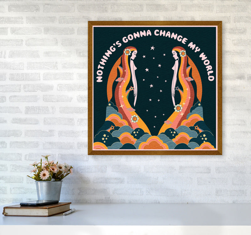 Change My World-Bordered-Blue-Text Art Print by Inktally6060 Print Only
