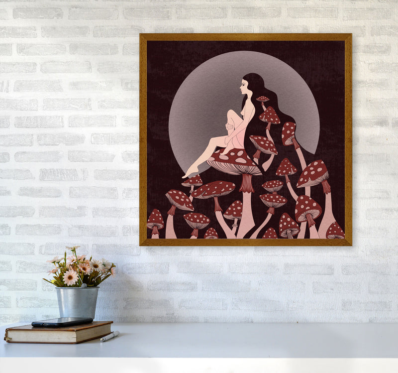 Mushroom Queen Square Text Art Print by Inktally6060 Print Only