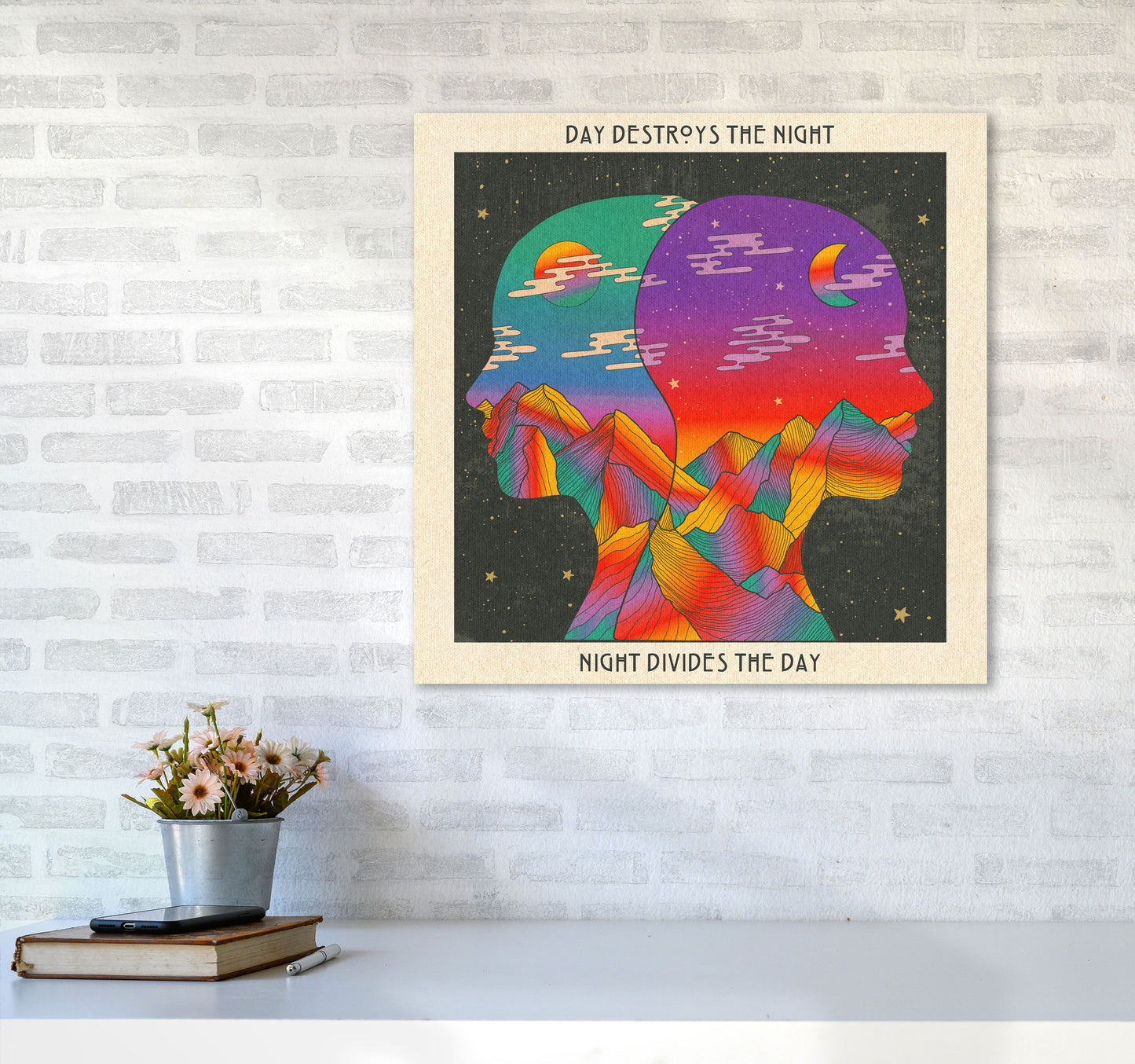 Doors Day And Night Art Print by Inktally6060 Black Frame