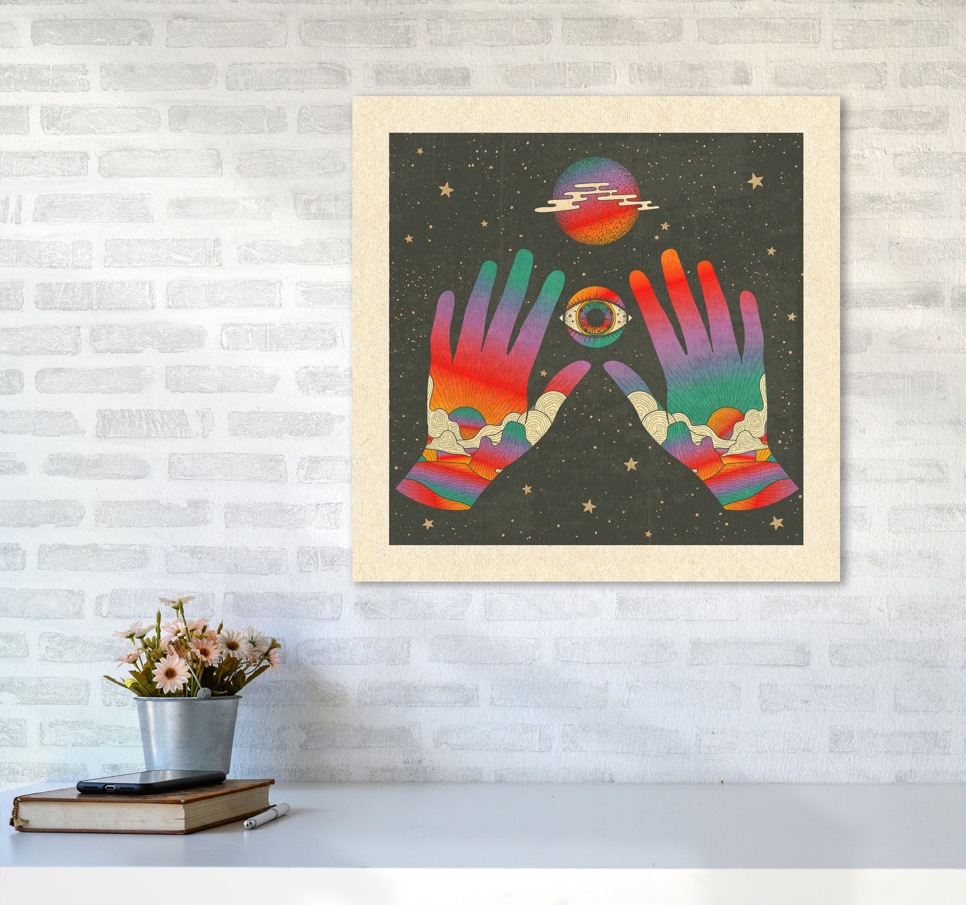 Hands Art Print by Inktally6060 Black Frame