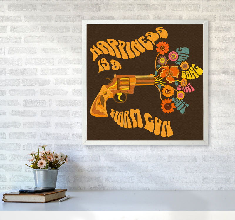 Warm Gun Brown Square-Textured 6000 Art Print by Inktally6060 Oak Frame