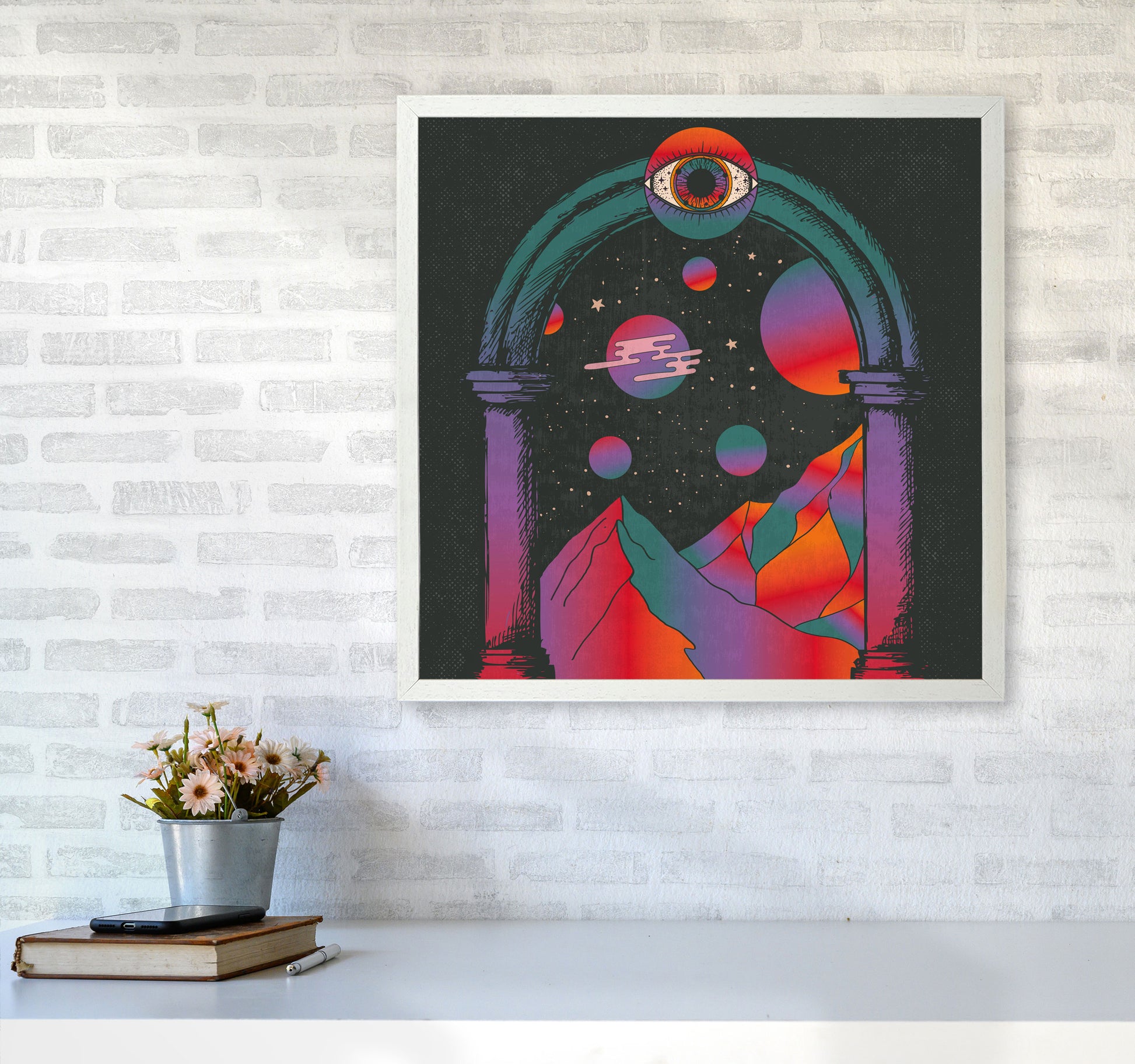 Dreamscape Text Art Print by Inktally6060 Oak Frame