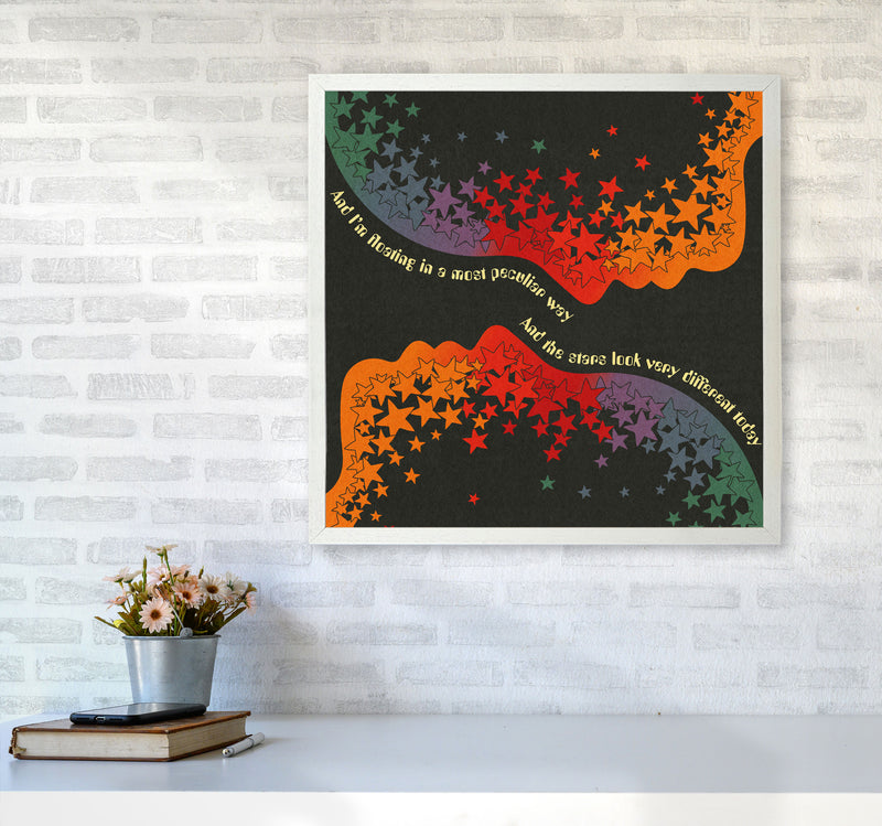 Space Oddity Textured Art Print by Inktally6060 Oak Frame
