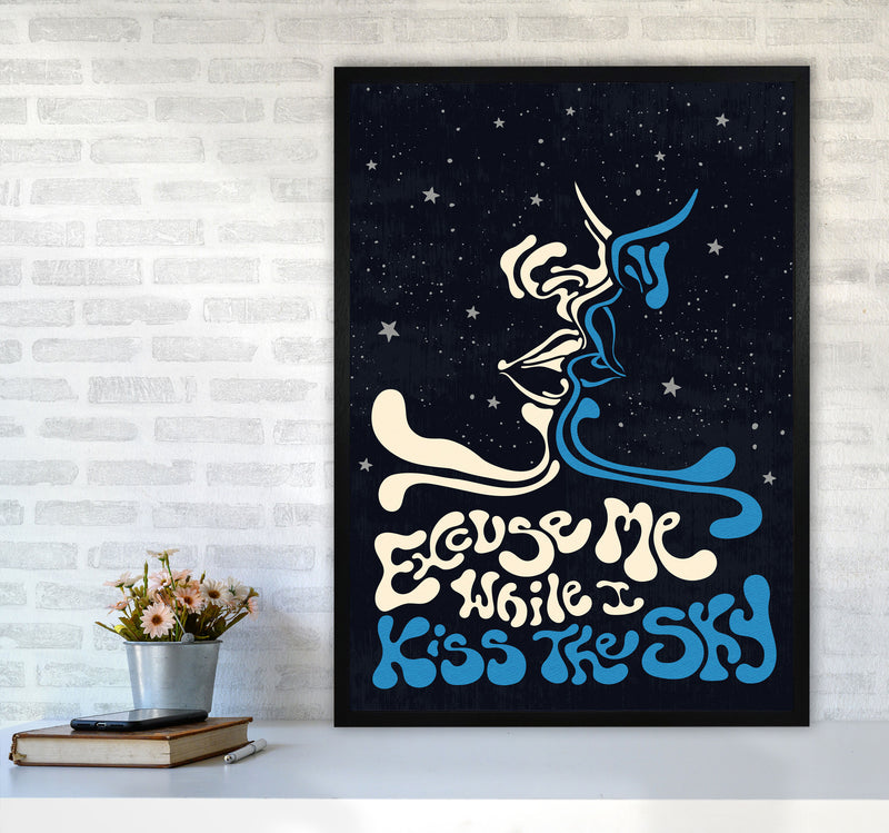 Kiss The Sky A2 Text Art Print by Inktally A1 White Frame