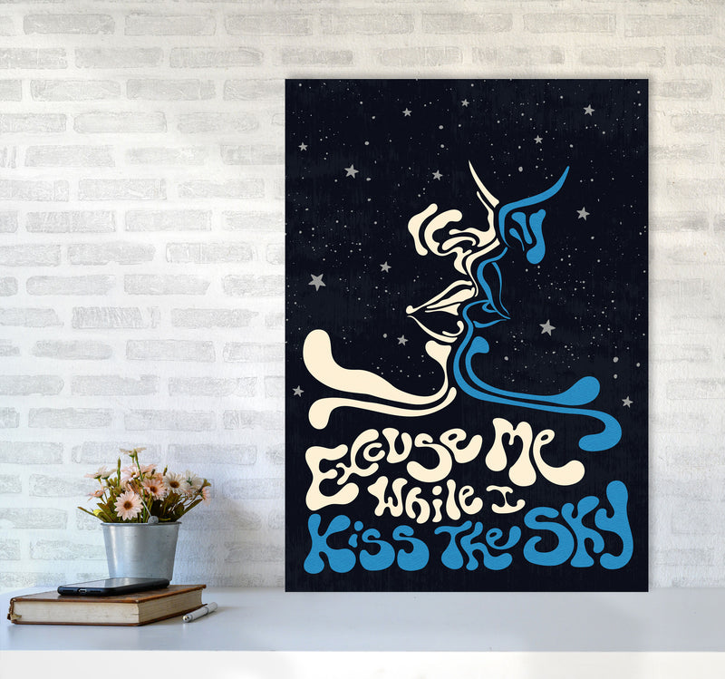 Kiss The Sky A2 Text Art Print by Inktally A1 Black Frame