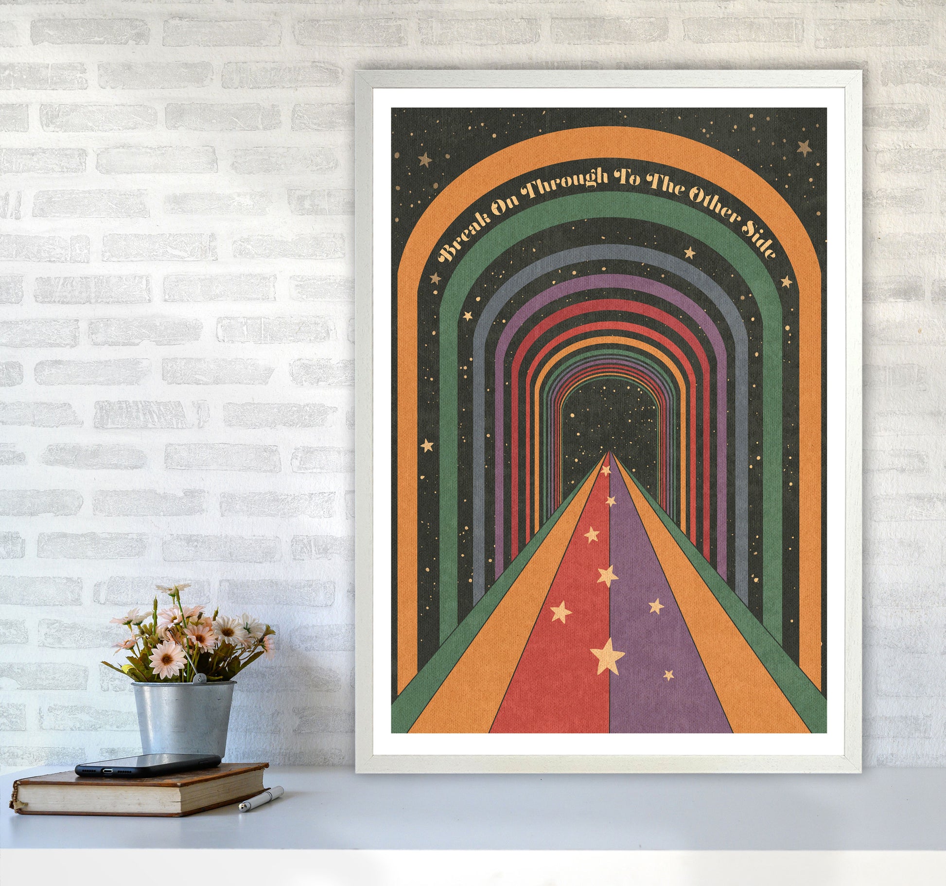 Break On Through A1 Bordered 24Mm Art Print by Inktally A1 Oak Frame