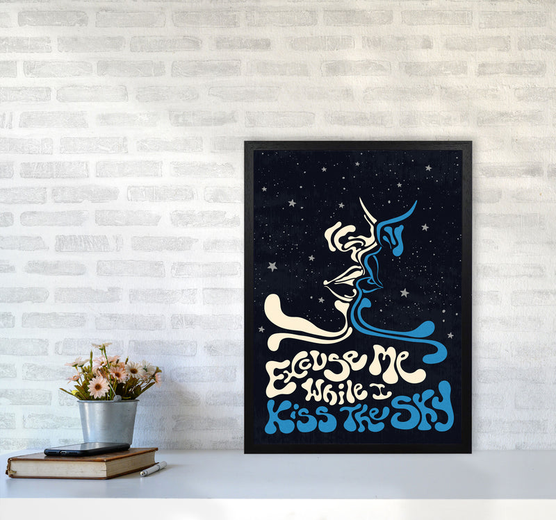 Kiss The Sky A2 Text Art Print by Inktally A2 White Frame