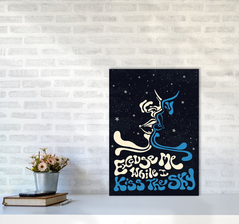 Kiss The Sky A2 Text Art Print by Inktally A2 Black Frame