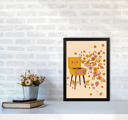 Turntable A1 Art Print by Inktally A3 White Frame