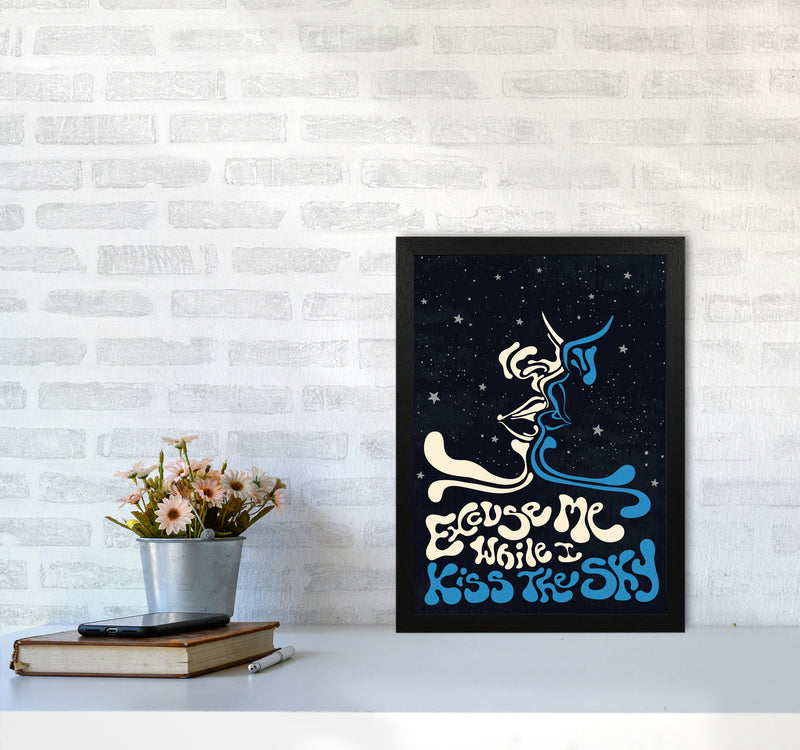 Kiss The Sky A2 Text Art Print by Inktally A3 White Frame