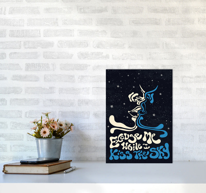 Kiss The Sky A2 Text Art Print by Inktally A3 Black Frame
