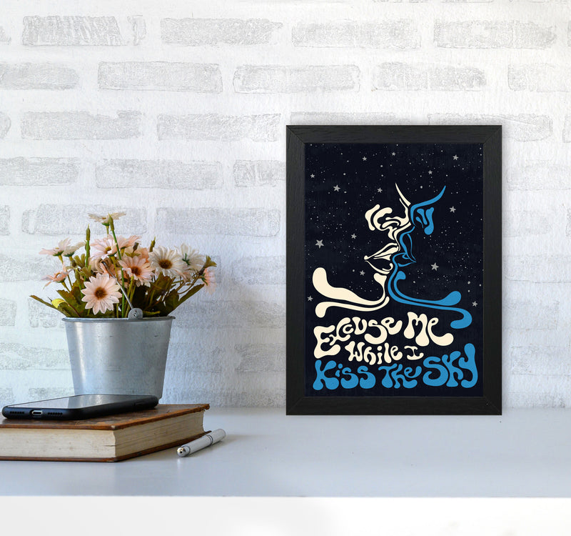 Kiss The Sky A2 Text Art Print by Inktally A4 White Frame