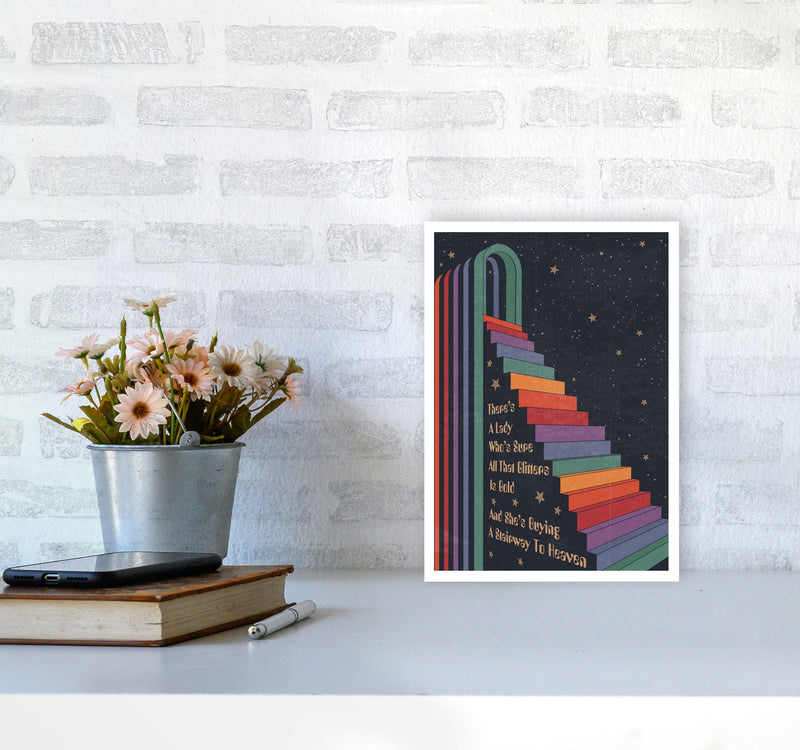 Stairway To Heaven A1 Gelato Art Print by Inktally A4 Black Frame