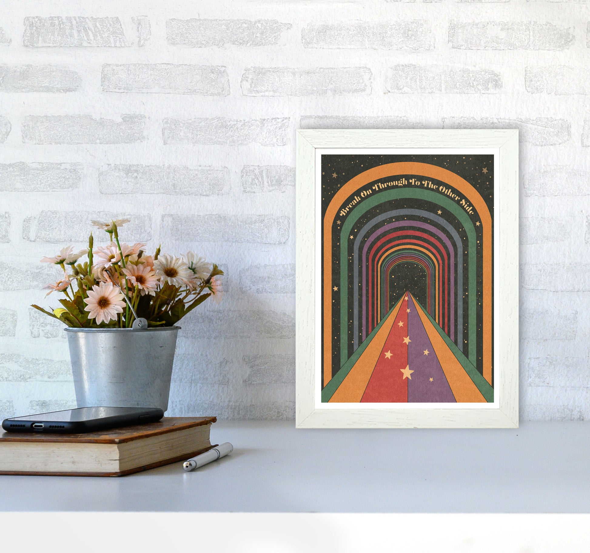 Break On Through A1 Bordered 24Mm Art Print by Inktally A4 Oak Frame