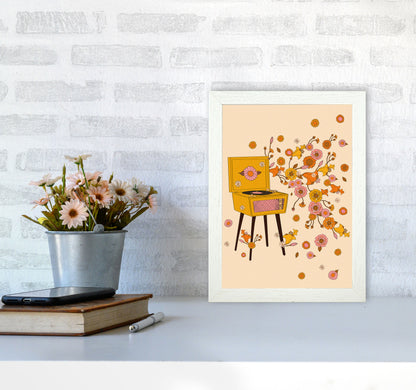 Turntable A1 Art Print by Inktally A4 Oak Frame