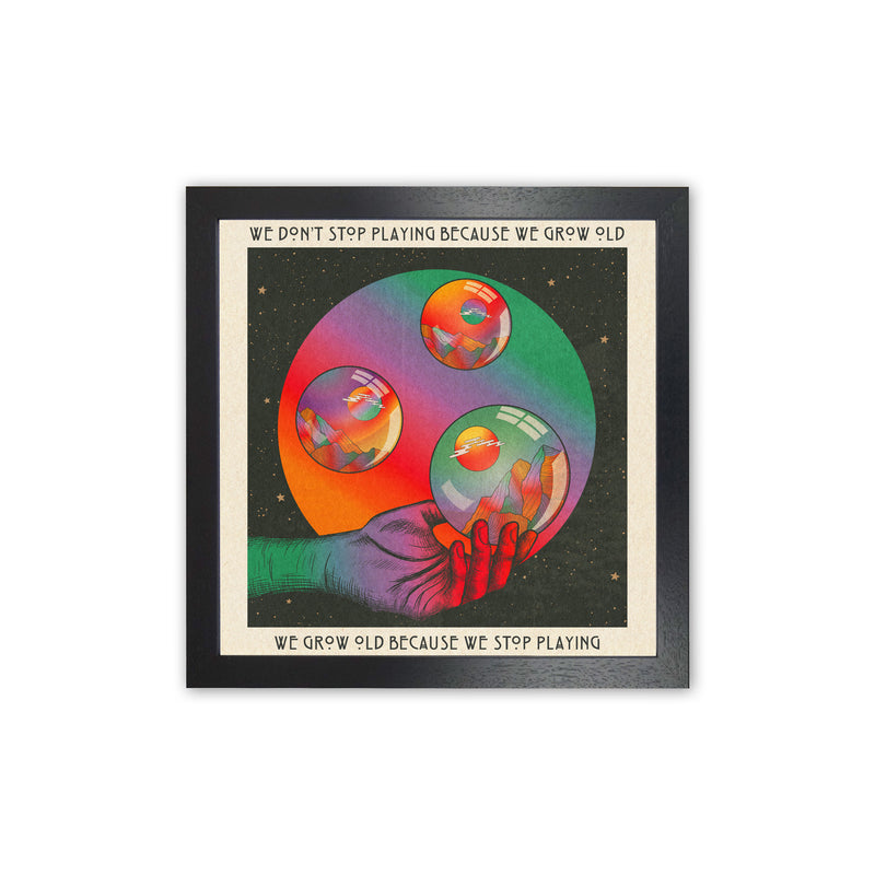Play - Texted Art Print by Inktally Black Grain