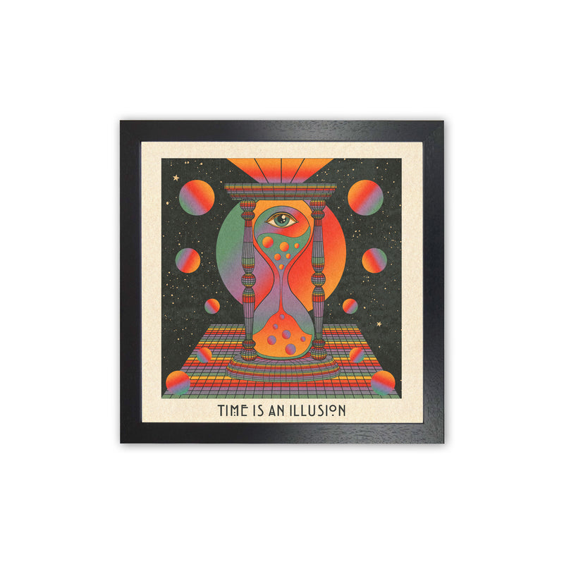 Time Is An Illusion - Text - Bordered - 7000Px Art Print by Inktally Black Grain