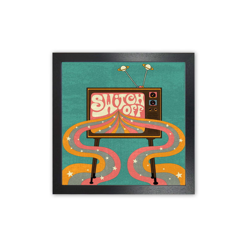 Switch Off Teal Textured Art Print by Inktally Black Grain