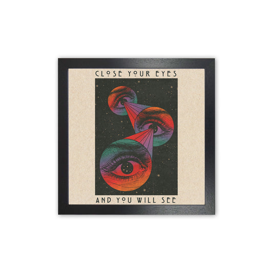 Close Your Eyes Art Print by Inktally Black Grain