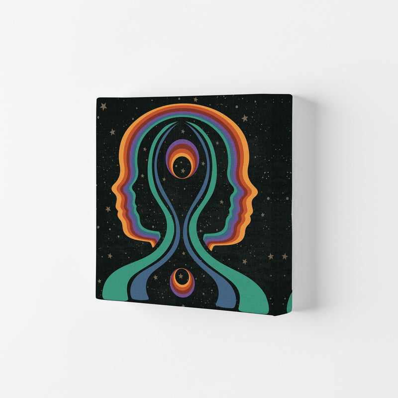 Rainbow Gemini Heads-Text Art Print by Inktally Canvas