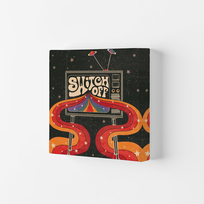 Switch Off, Rainbow Retro Tv Art Print by Inktally Canvas