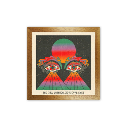 The Girl - Text 2 Art Print by Inktally Oak Grain