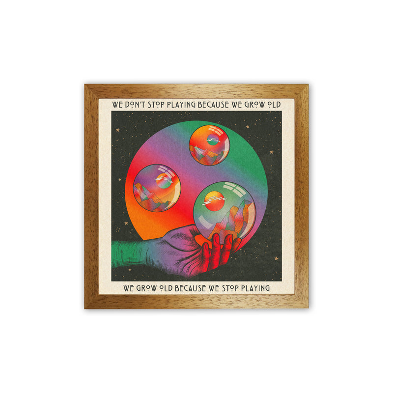 Play - Texted Art Print by Inktally Oak Grain