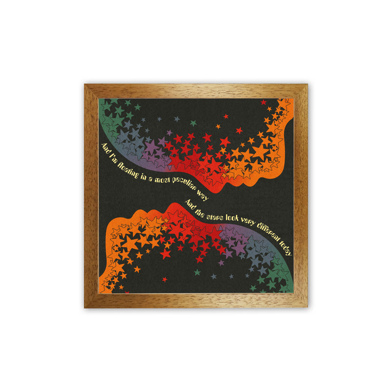 Space Oddity Textured Art Print by Inktally Oak Grain