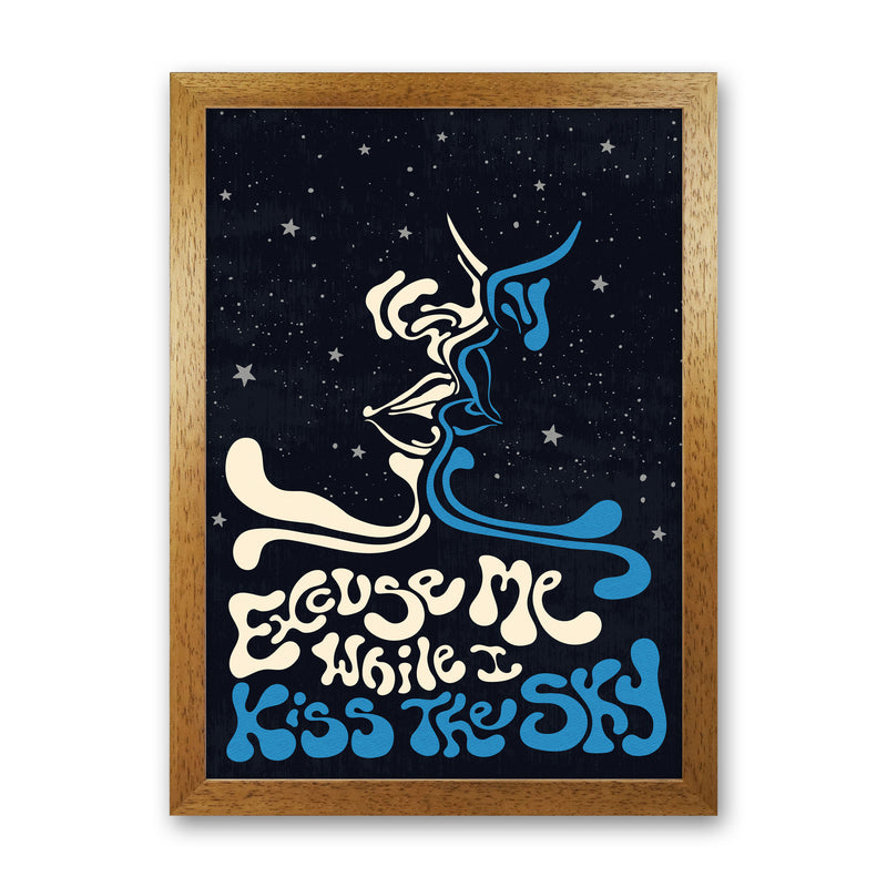 Kiss The Sky A2 Text Art Print by Inktally Oak Grain