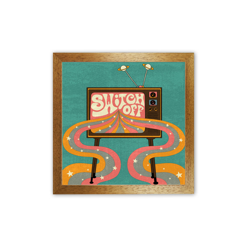 Switch Off Teal Textured Art Print by Inktally Oak Grain