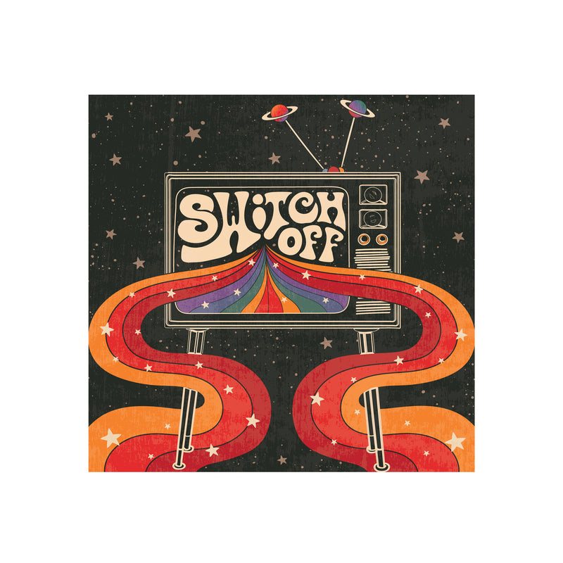 Switch Off, Rainbow Retro Tv Art Print by Inktally Print Only
