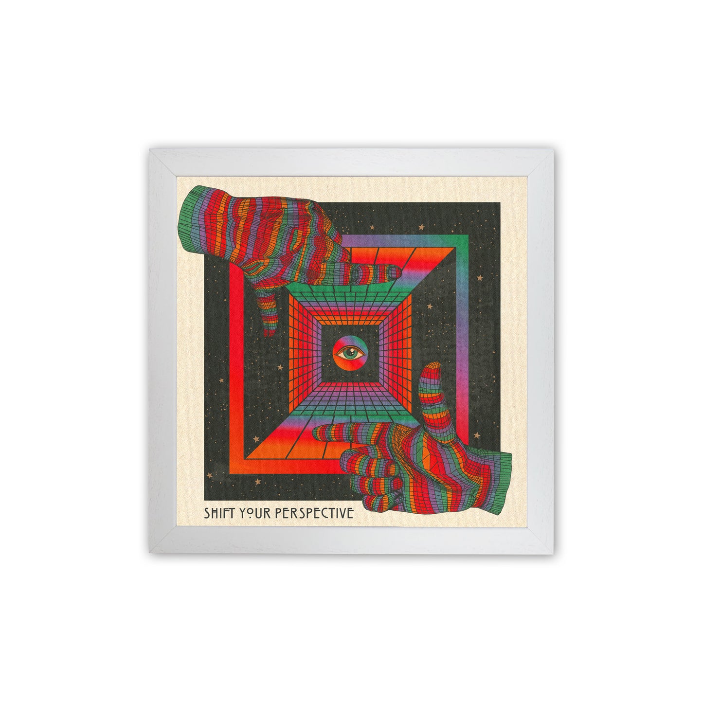 Shift Your Perspective Art Print by Inktally White Grain