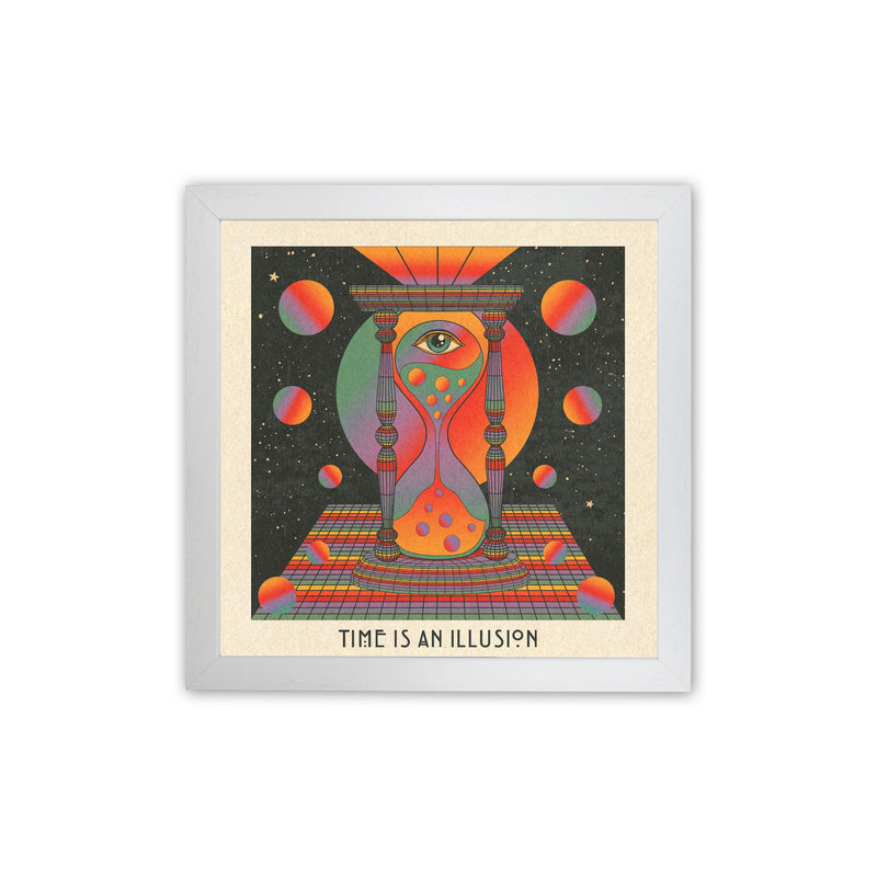 Time Is An Illusion - Text - Bordered - 7000Px Art Print by Inktally White Grain