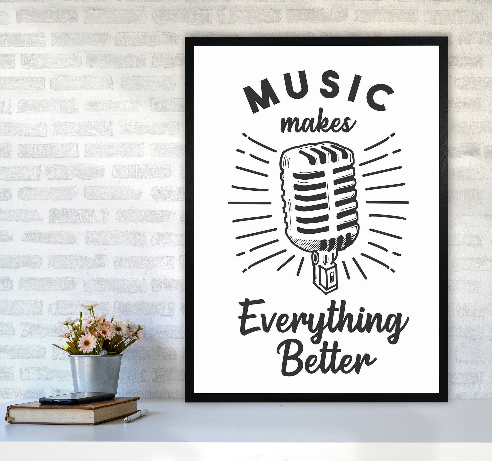 Music Makes Everything Better Art Print by Jason Stanley A1 White Frame