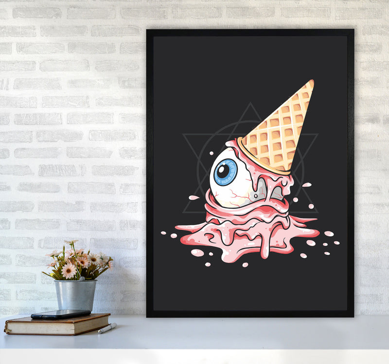 Strawberry Eyeball Icecream Art Print by Jason Stanley A1 White Frame