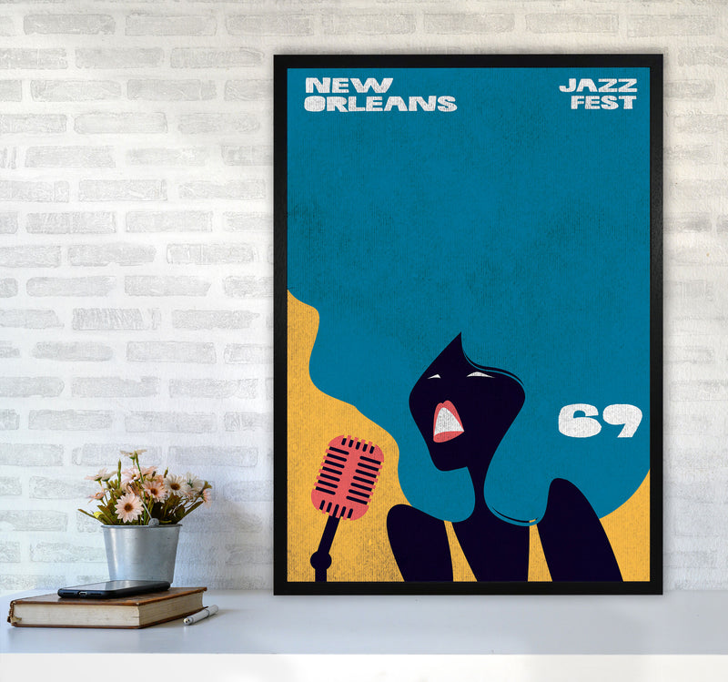 New Orleans Jazz Fest 1969 Art Print by Jason Stanley A1 White Frame