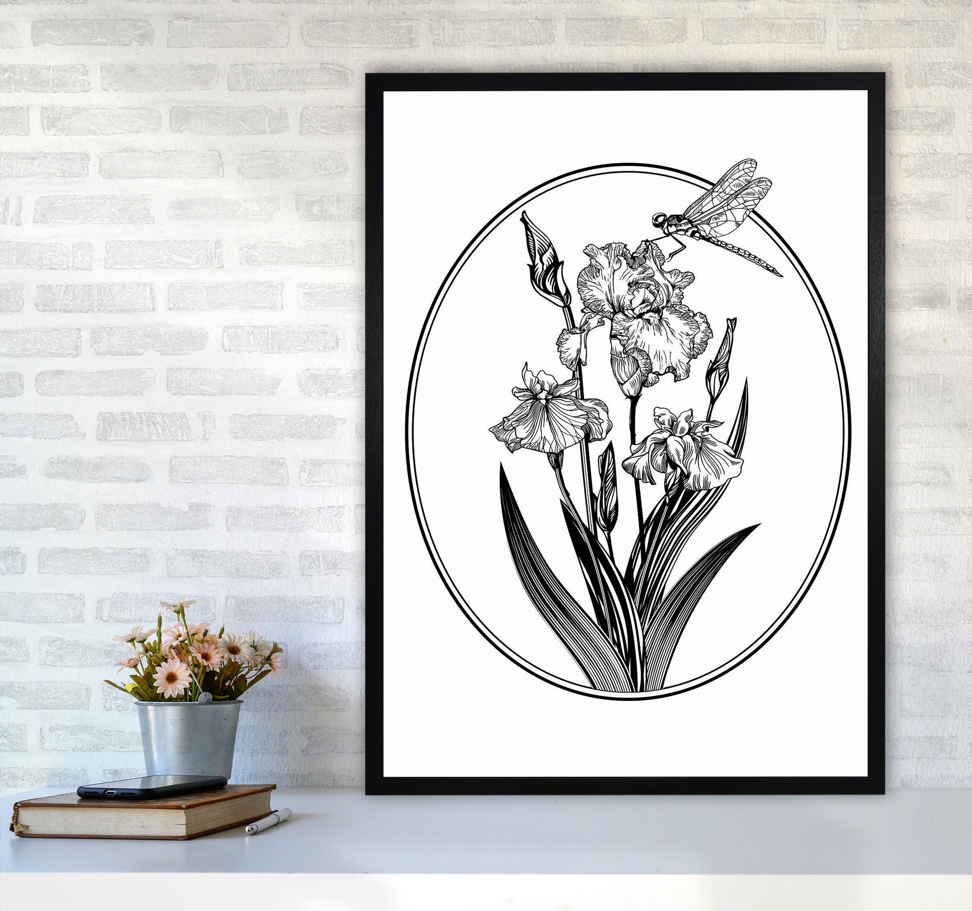 Vintage Beautiful Flower Art Print by Jason Stanley A1 White Frame