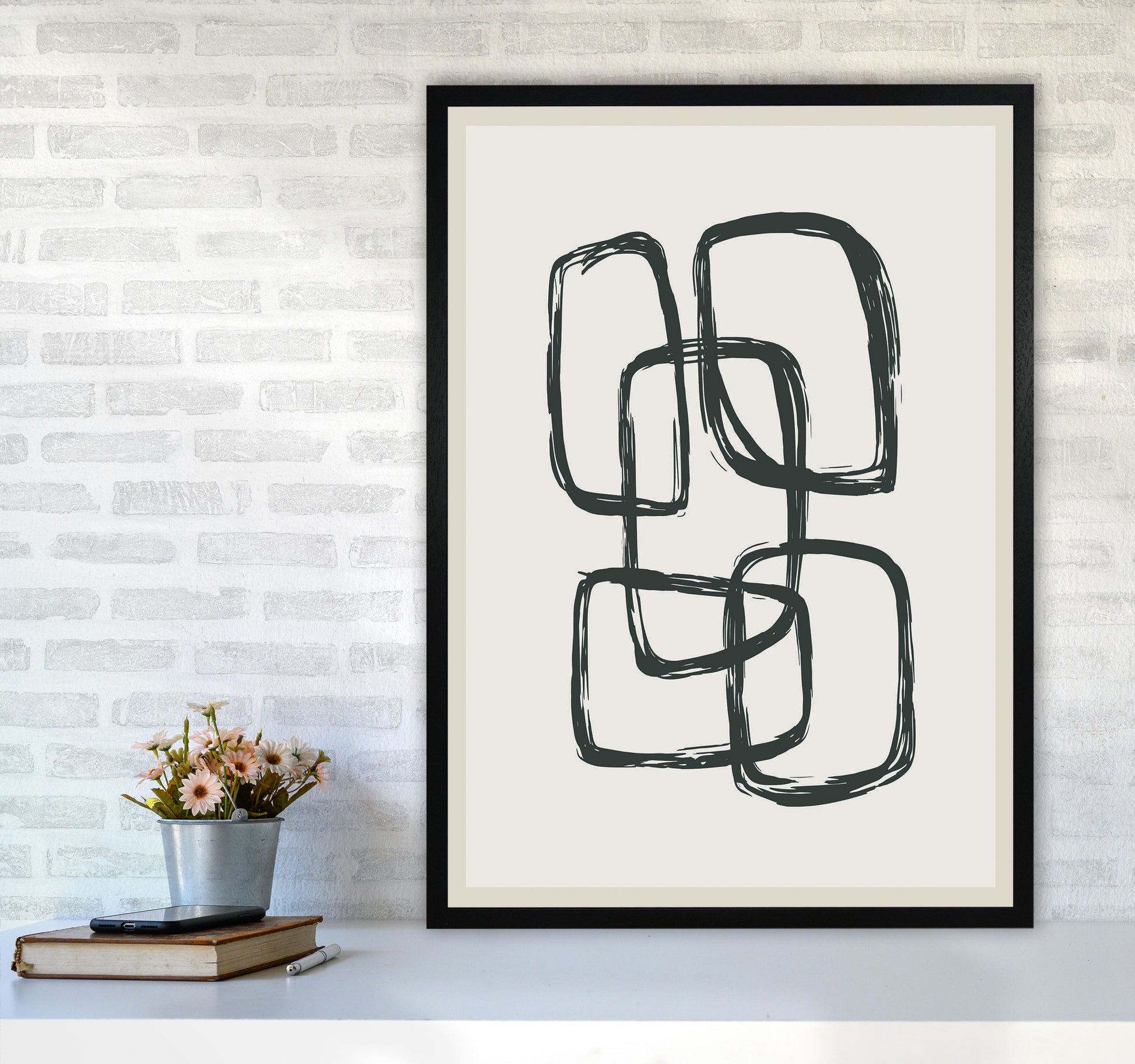 Modern Abstract Shapes 3 Art Print by Jason Stanley A1 White Frame